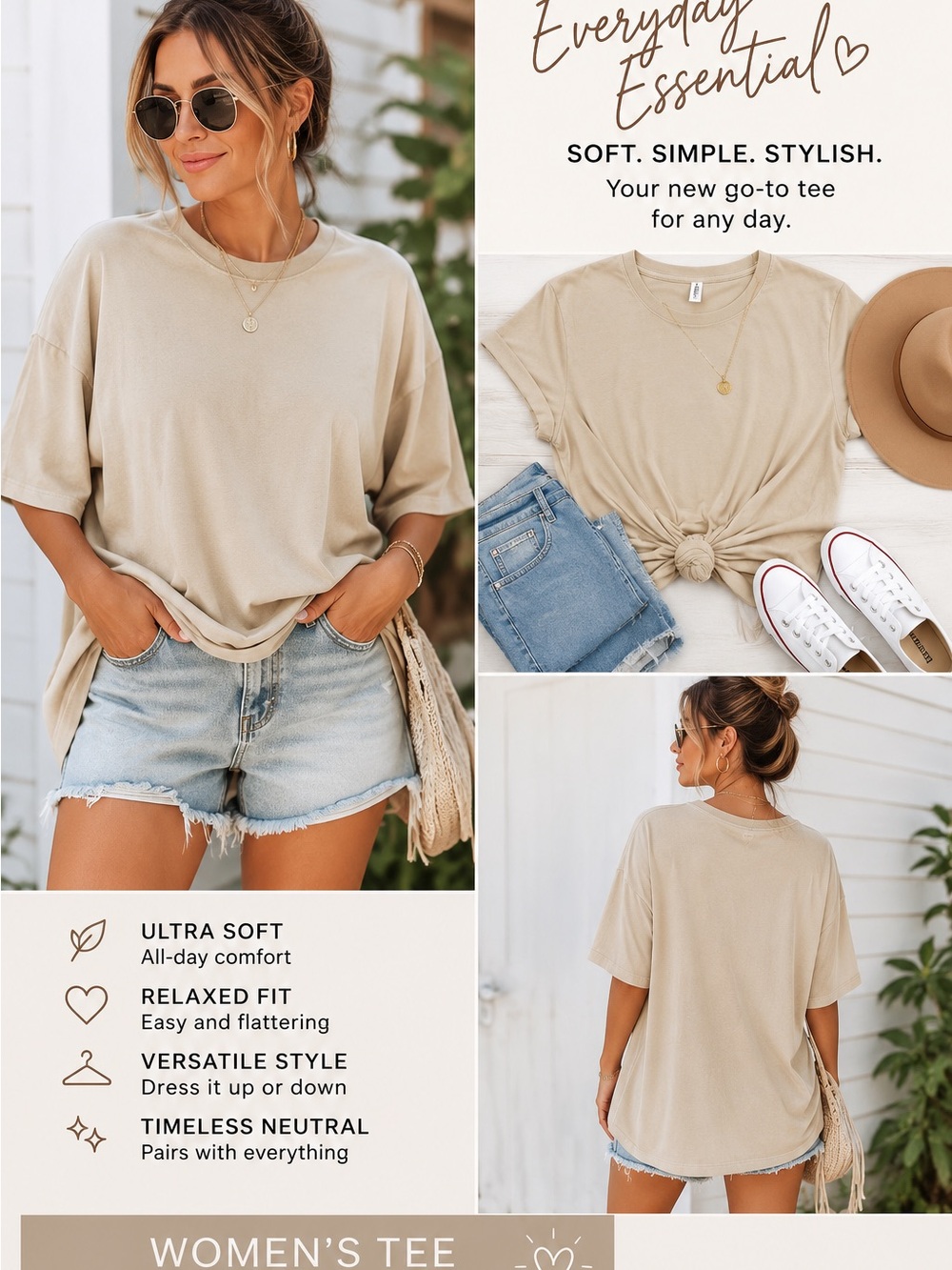 Everyday Soft Short-Sleeve Tee in Neutral Beige
